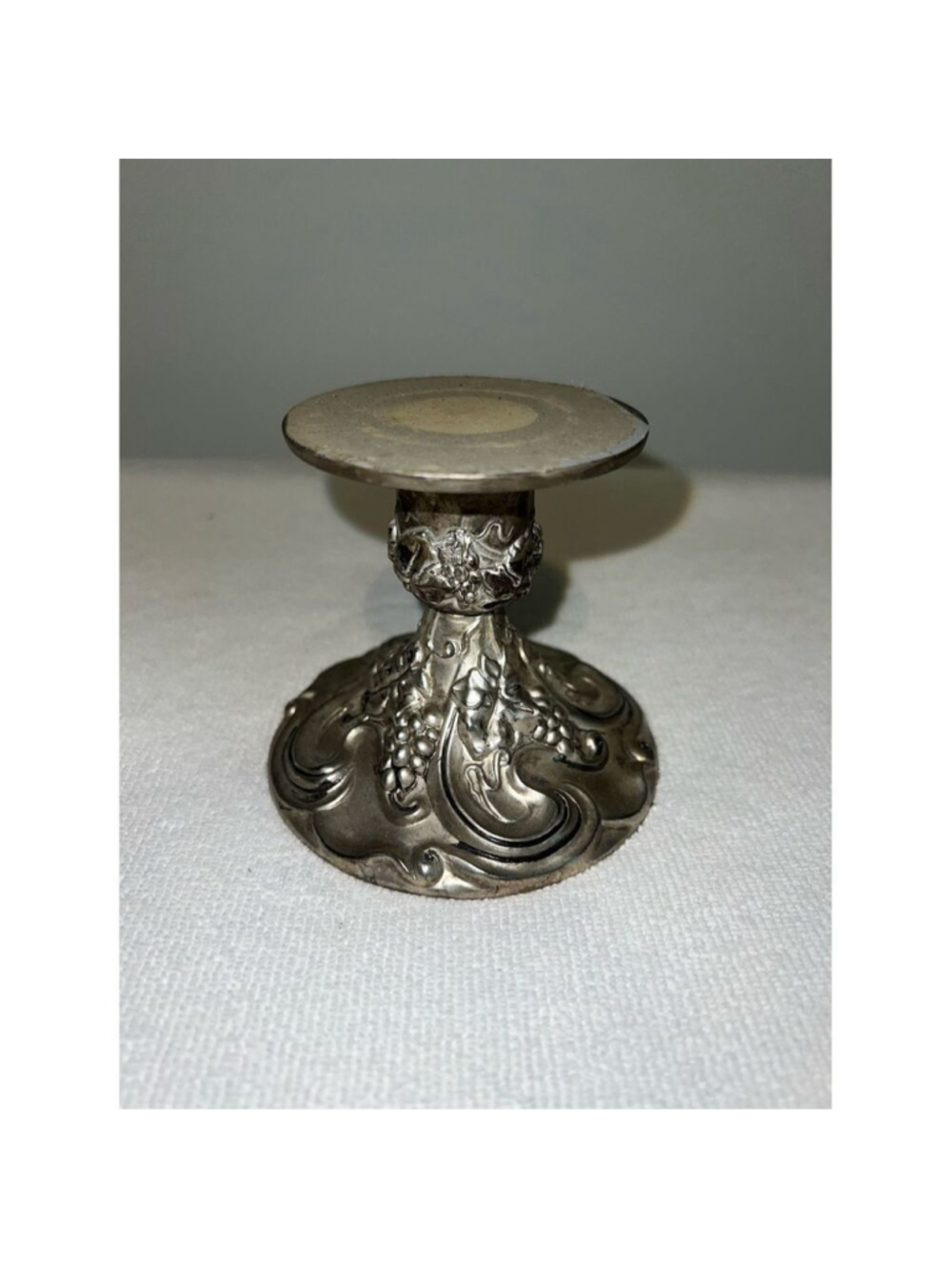 Silver Plated Pillar Candle Holder Round Gothic Romantic